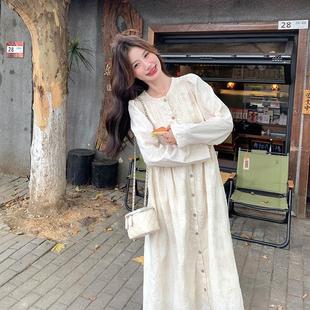 减百搭舒适提连升品质B157FN87龄秋复古提花连 年新款 春装 衣裙长款