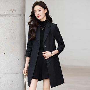 毛呢大衣中袖长款长小冬西装领外套女时尚气质秋YKZ9101季新款通