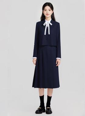 秋季小香西风气质黑色YY2286西服套裙女高级感通勤正装排单扣色黑