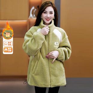 颗粒羊羔毛外加84217756套秋冬时尚洋气女高级感加绒装厚冬摇粒绒