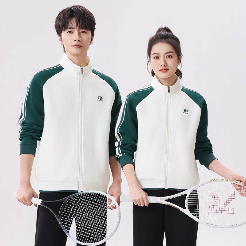 春秋季情侣运动套装94495427男青年立领休动服女运跑步闲团体服厂