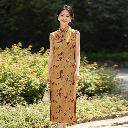 SY6189-0新中式旗可袍款新年日轻款级感气质常穿无袖连衣裙女