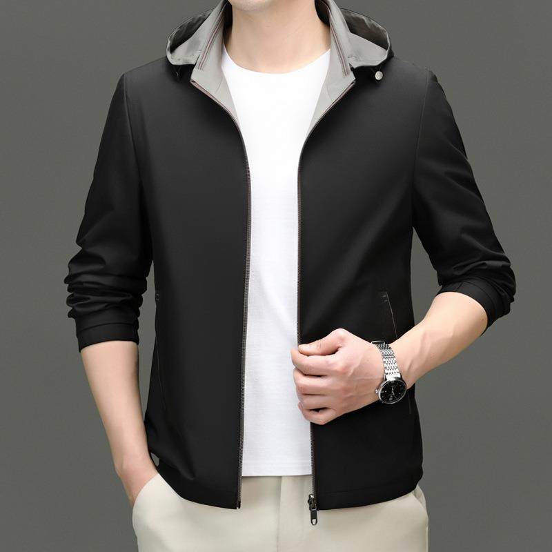 帽秋季新款8787-C-P大牌夹克男士连纯色免烫休闲中克青双面穿年茄,男装,夹克,淘宝优惠券,粉丝福利购,淘宝优惠卷