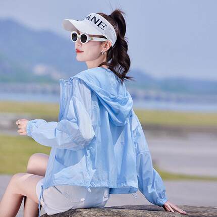 夏女新款时尚连帽长短拉链设计薄款防季衣士晒外GE2530-0套上衣
