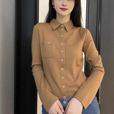 装品牌衫外贸女秋长袖羊毛衫1300820修身显瘦衬保暖纯色打底衬衣