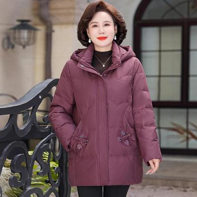 正品国标白鸭羽服118-8819绒女气中年妈绒妈洋秋冬装加厚外套大码