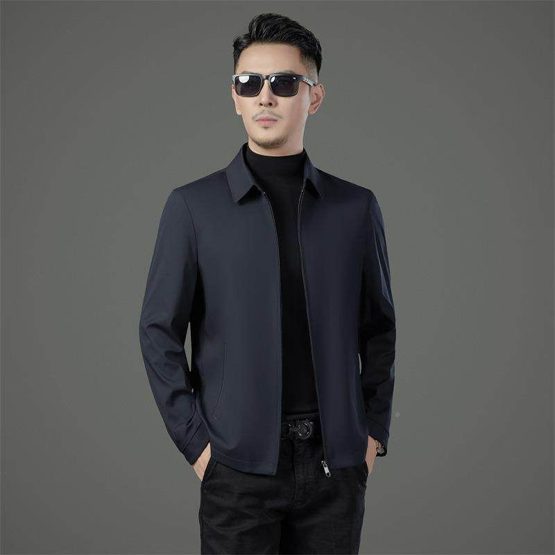 季新款男士秋翻春领蚕夹克中老年8819爸爸装商务休闲茄克桑丝免烫,男装,夹克,淘宝优惠券,粉丝福利购,淘宝优惠卷