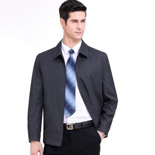 爸爸外套新款男翻年领上衣中老男秋士装衣夹克-岁宽1912松休闲服