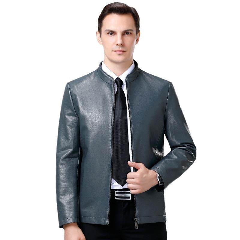 高档秋冬新款士6066-C男年皮衣中商务休闲立领皮绵羊皮外套时尚夹