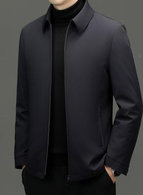 男士中拆年冬季加中厚可鹅轻绒内胆外套老年爸爸冬装8658-C薄翻领