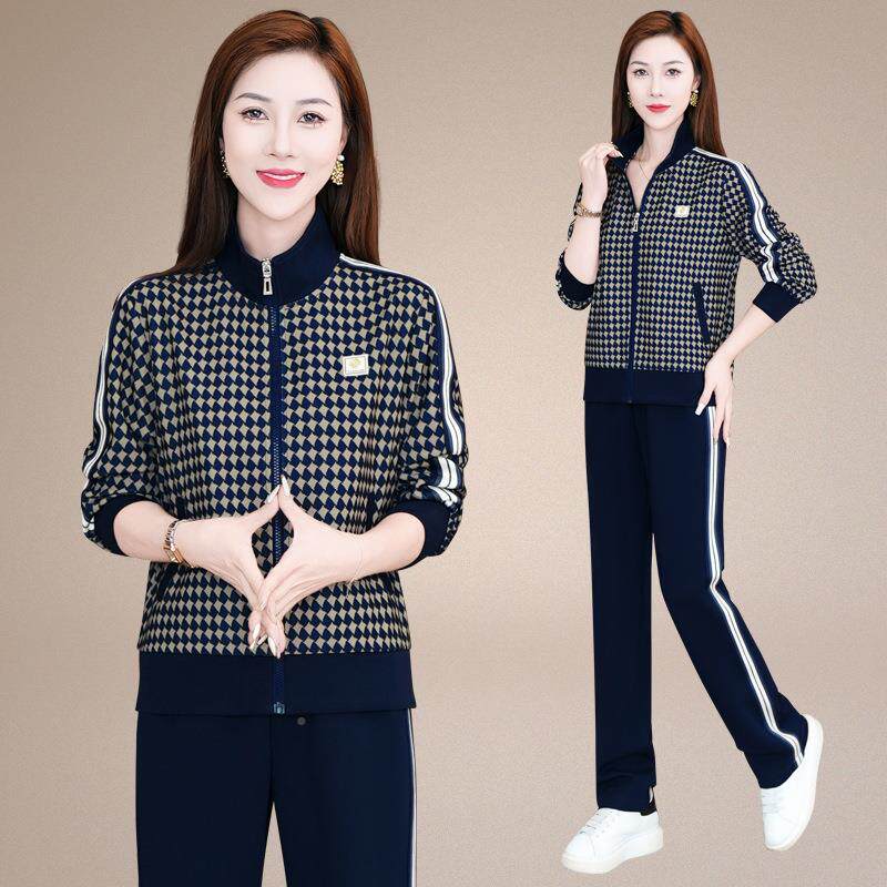 年轻套妈秋装运动服尚套装女新款洋气时8208287休闲外阔腿裤两妈