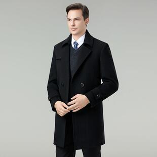 双面羊绒大衣男中款长年中休闲82517-NN羊胆毛呢子西装风衣爸爸羽