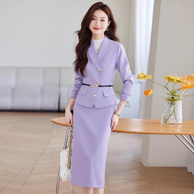 作服女职业气质正装西套装服前工台紫工色AL824318西装外套女春秋,女装/女士精品,职业女裤套装,淘宝优惠券,粉丝福利购,淘宝优惠卷