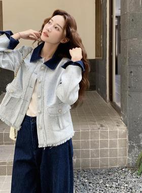 蓝色名风媛气个质流苏D151-F70小香套装秋小子减龄休女闲阔腿裤两