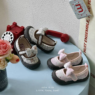 女童碎花布鞋2026春秋女宝宝蝴蝶鞋公主鞋小女孩软底浅口室内鞋潮