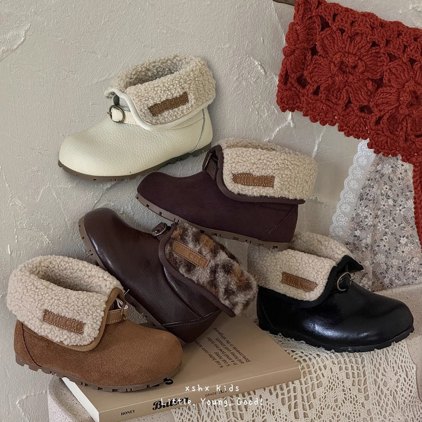 儿童翻领皮靴加绒2025冬季新款女童韩版洋气棉靴男童保暖毛绒短靴,童鞋/婴儿鞋/亲子鞋,棉靴,淘宝优惠券,粉丝福利购,淘宝优惠卷
