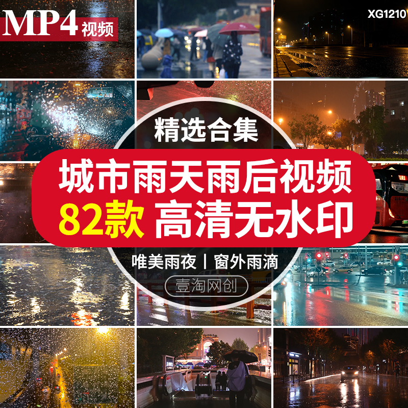 下雨天雨后玻璃雨滴模糊蒙雾路灯城市夜晚街景孤独唯美短视频素材