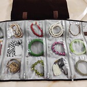 文玩收纳袋手串首饰袋珠宝双层盘珠PVC透明陈列袋子咖啡色绒布包