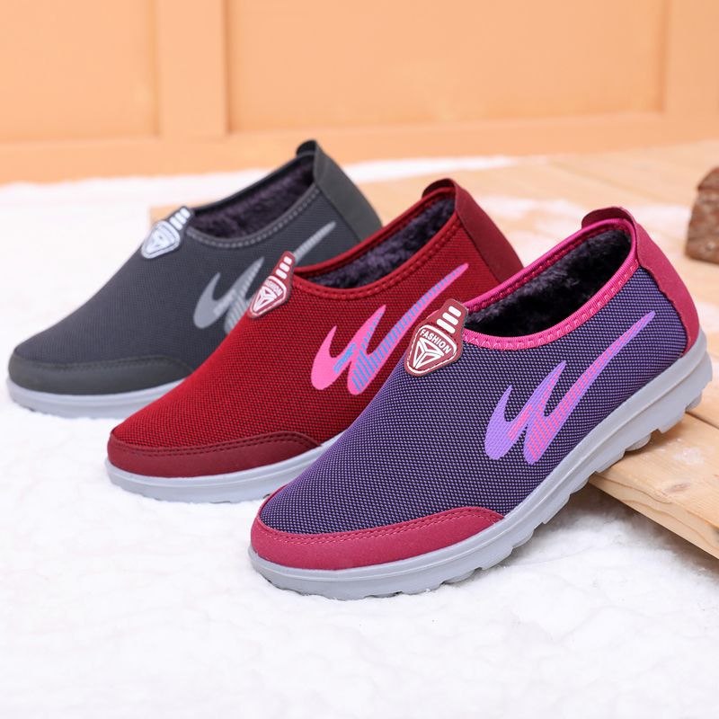 冬季妈妈棉鞋加绒保暖健步鞋