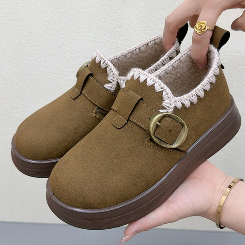 时尚勃肯女鞋冬季加绒保暖乐福鞋