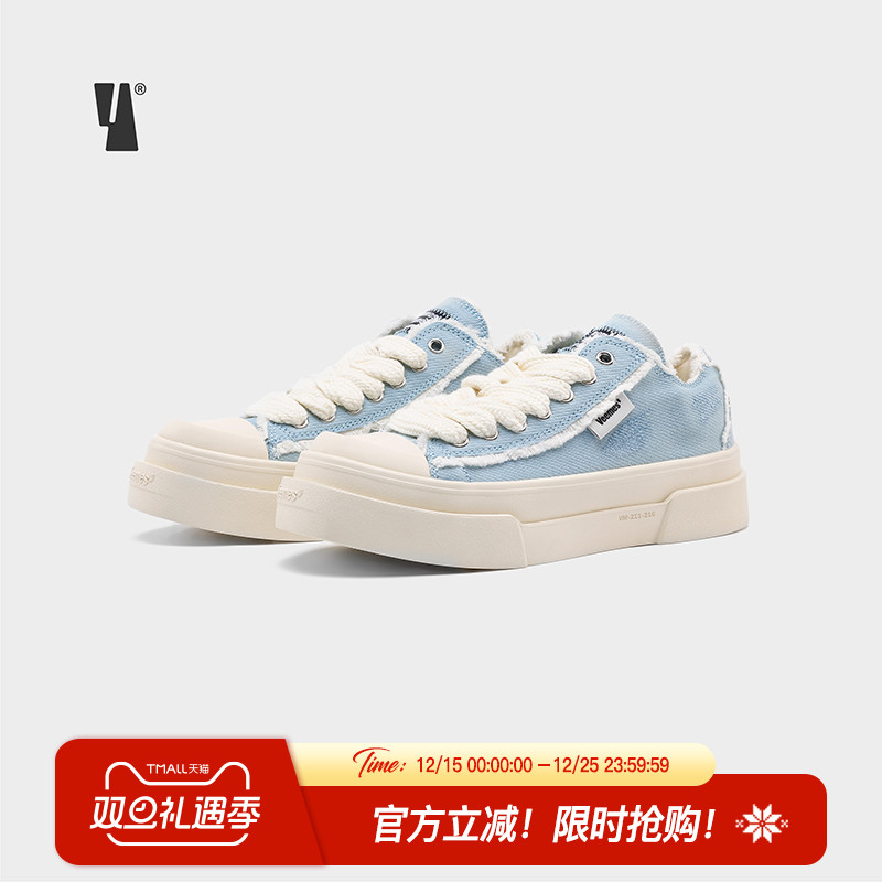 veemes翘头设计厚底增高帆布鞋
