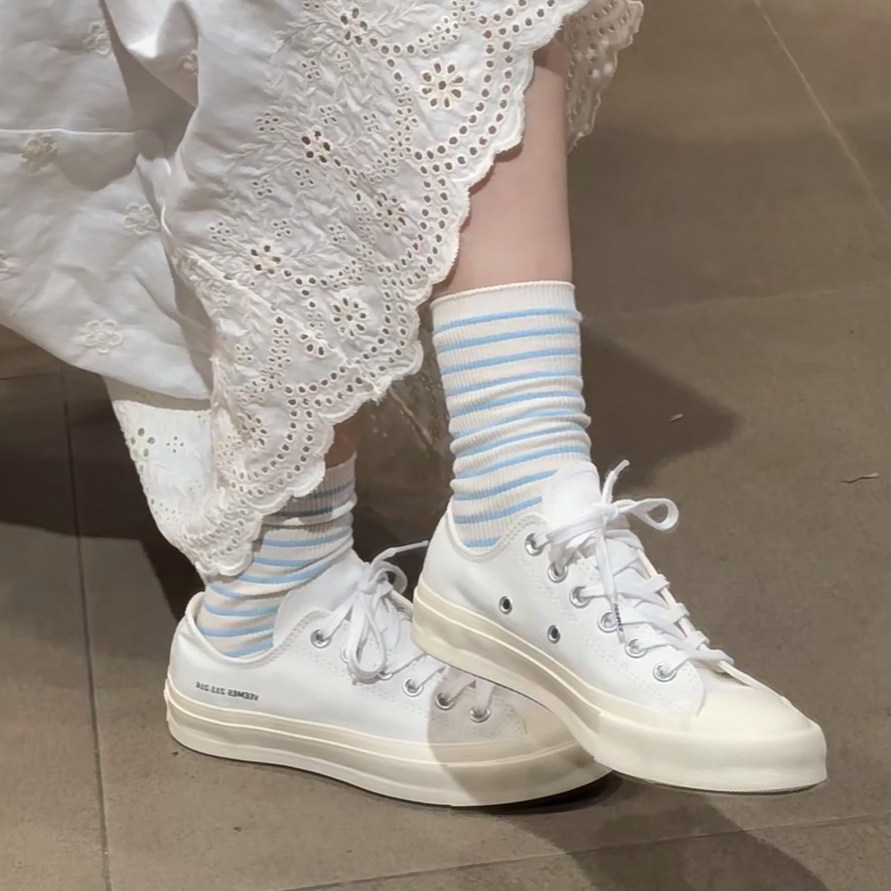 VEEMES微迷官方 白色低帮经典帆布鞋男夏季小白鞋女休闲鞋板鞋