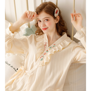 家时光月子服春秋季纯棉产后孕妇睡衣哺乳衣两件套产妇待产家居服