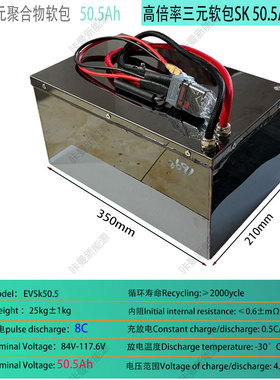 sk软包成品1P28S-55Ah117V大容量电芯座桶踏板外卖快递专用电池