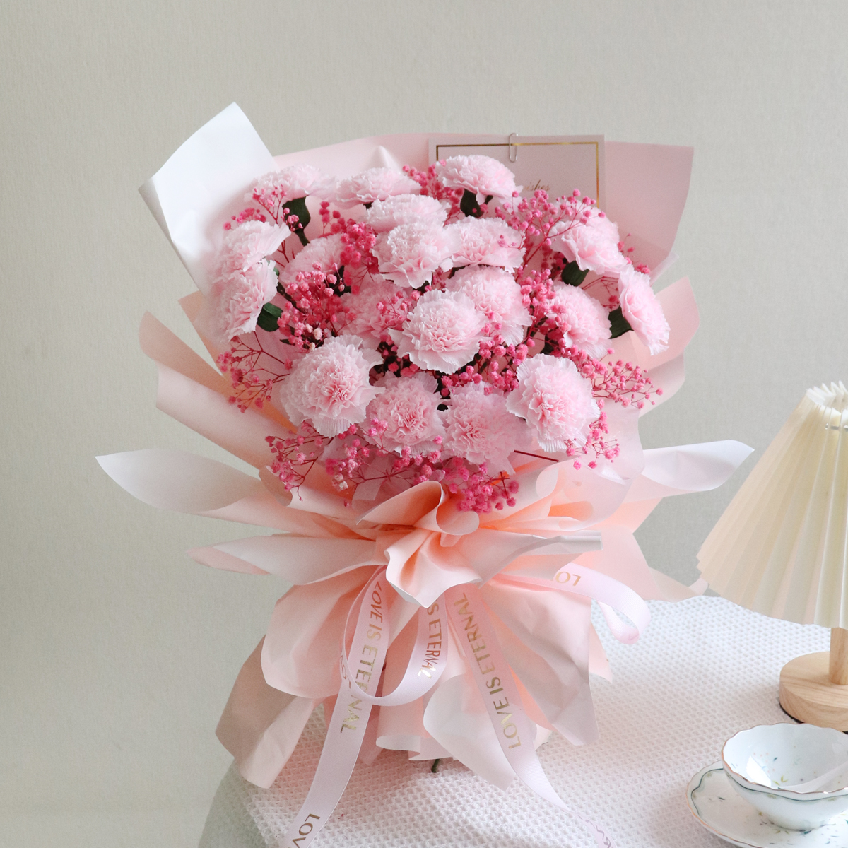 康乃馨花束材料包皱纹纸手工花diy套装褶皱纸艺花教师母亲节礼物