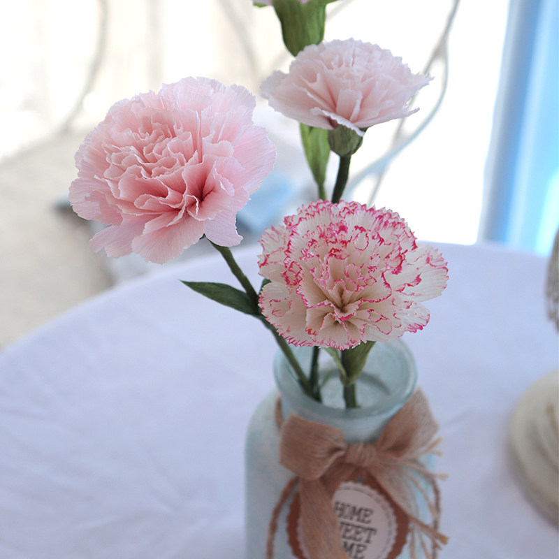 花心思纸艺 皱纹纸康乃馨diy材料包手工花束 手工纸花diy材料包