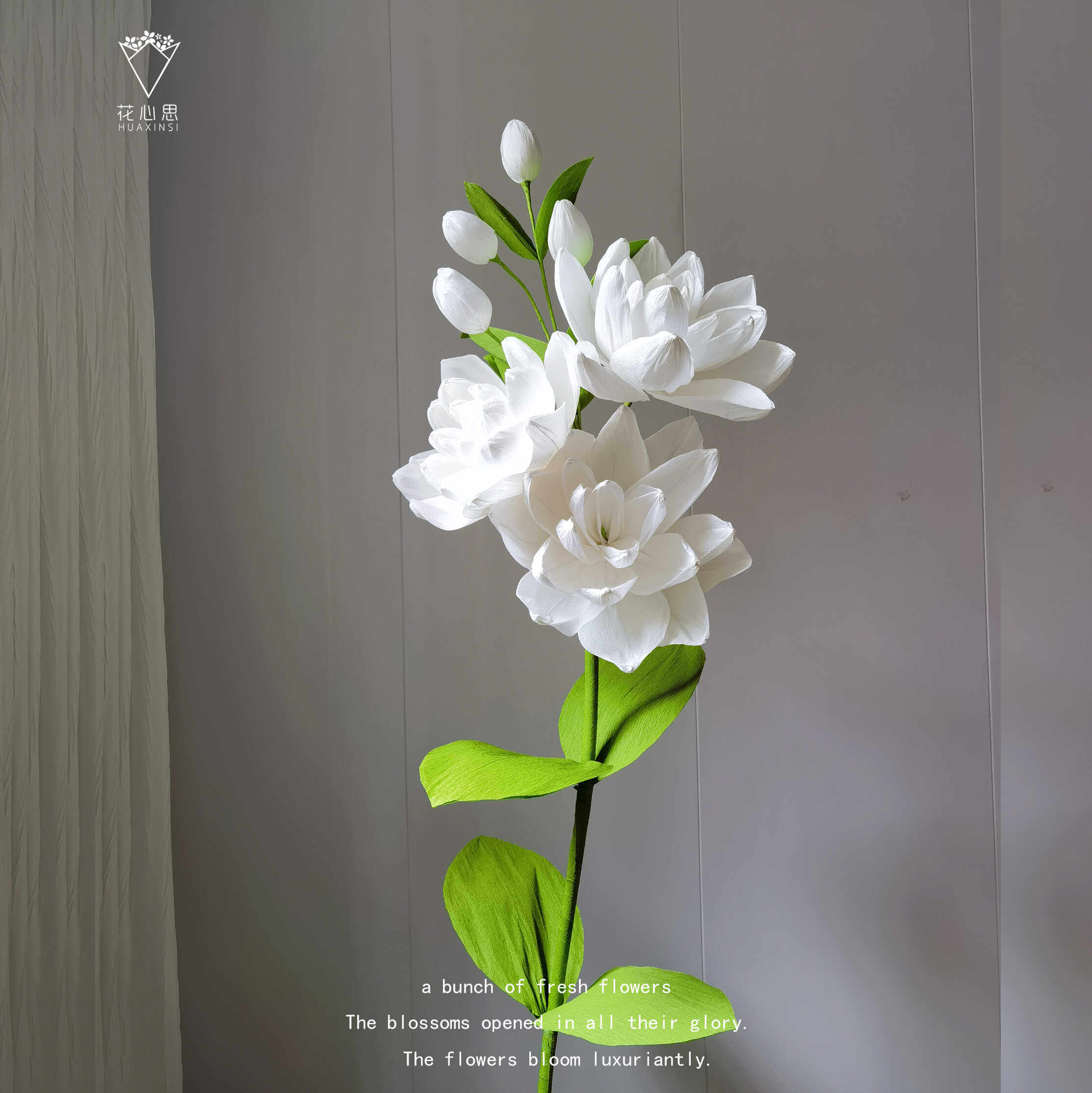 茉莉花手工DIY材料包大型巨型皱纹纸花商场中庭拍照打卡美陈装饰
