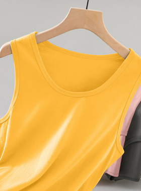 男士背心纯棉夏季宽松健身运动坎肩篮球跨栏汗衫吊带黄色无袖t恤