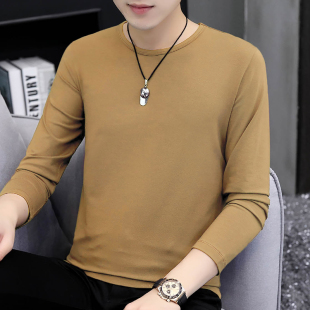 内搭上衣服圆领打底衫 莫代尔长袖 小衫 纯色秋季 秋衣 t恤男潮流修身