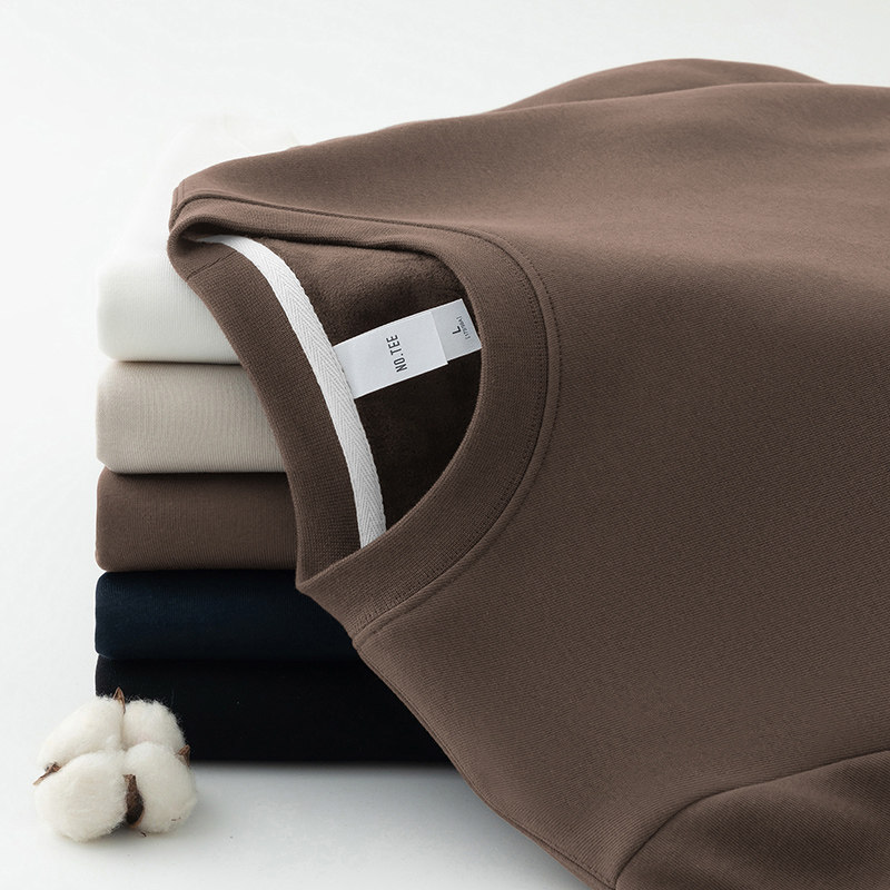 450g重磅圆领长袖t恤男装加绒加厚秋冬内搭打底衫纯色小衫秋衣服,男装,T恤,淘宝优惠券,粉丝福利购,淘宝优惠卷