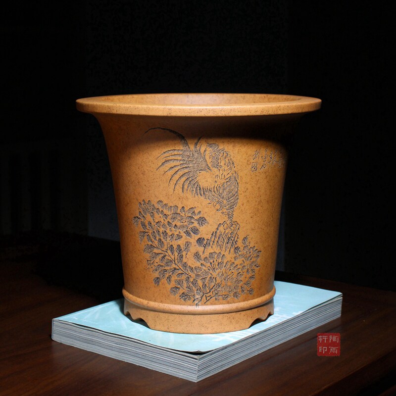 圈线圆形喇叭口精品紫砂兰花盆专用盆景盆栽唯珍柴烧花卉春兰蕙兰