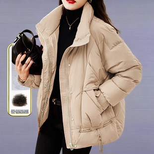 大码红色短款嘉兴平湖羽绒服2025女款新款胖mm棉衣棉服女外套冬季