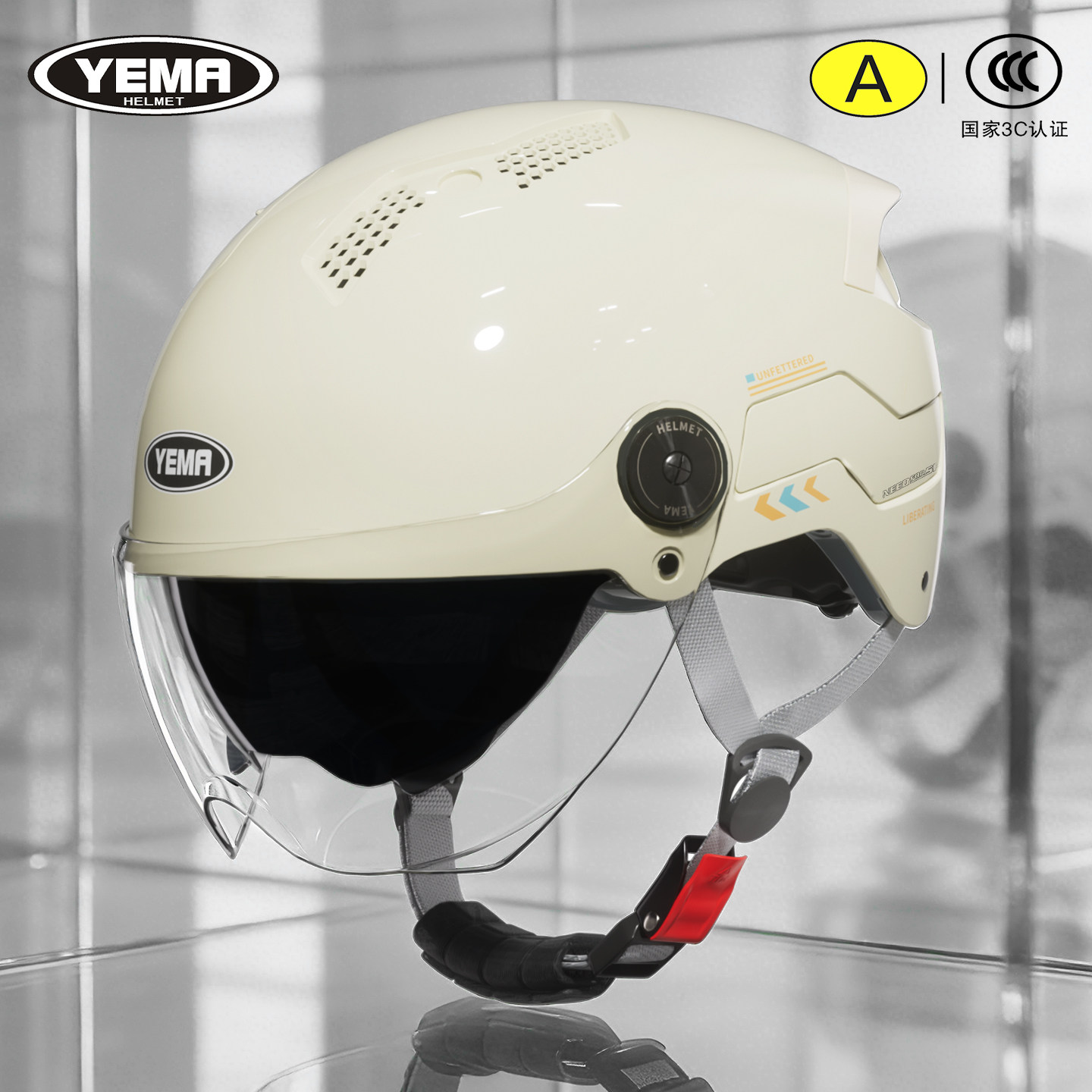 野马3C认证电动摩托车头盔女四季通用男夏季2026新款透气防晒半盔