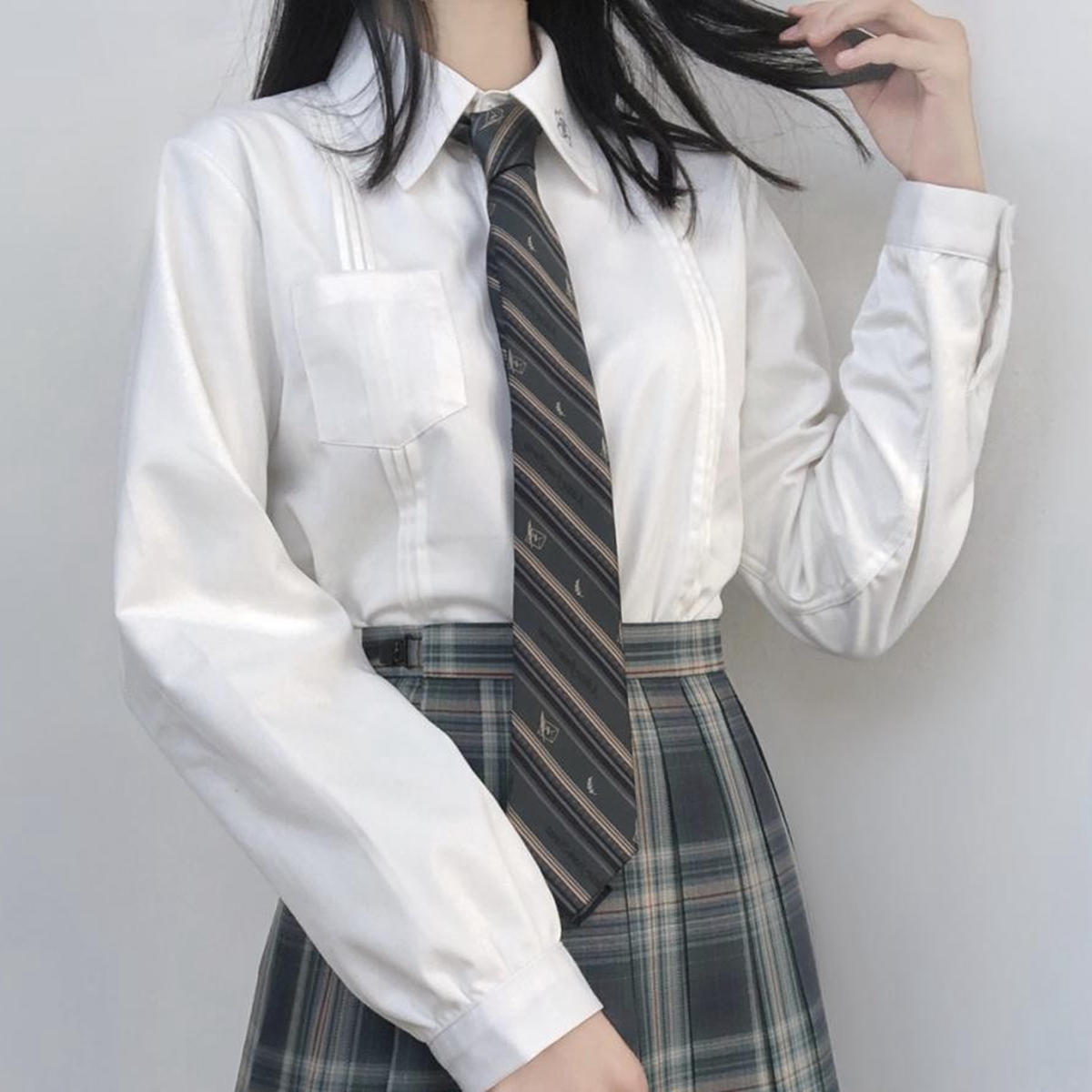 冰与星樱池高 原创JK/DK制服正版男女款日系白色长袖刺绣衬衫新款