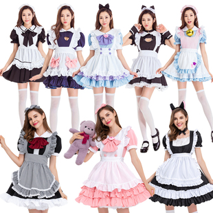 lolita长袖 cos服装 软妹萌公主裙 爱丽丝梦幻仙境女仆装 万圣节服装