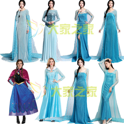 万圣节服装冰雪安娜公主裙Frozen奇缘艾莎女王elsa成人cos演出服