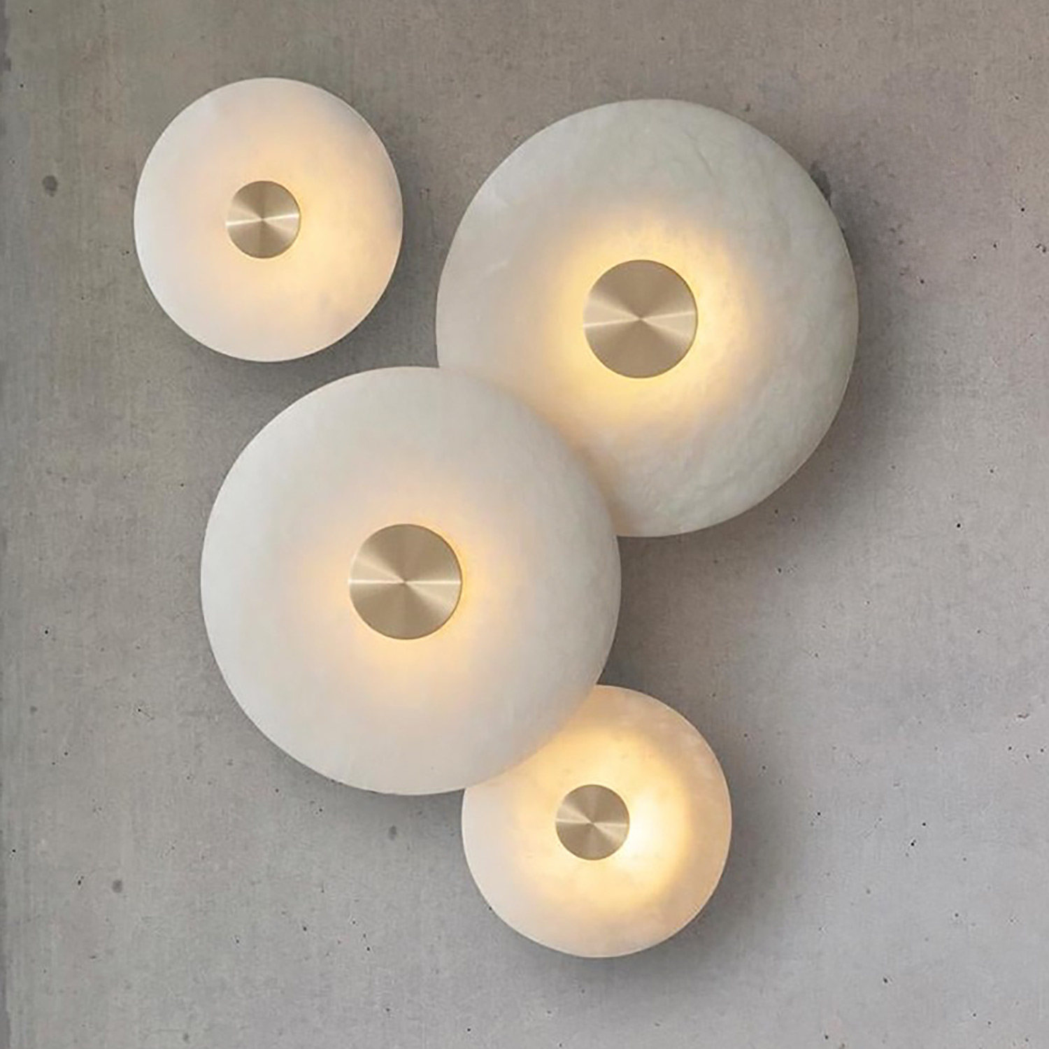 设计师简约西班牙天然云石壁灯别墅客厅背景墙灯卧室床头壁灯圆形