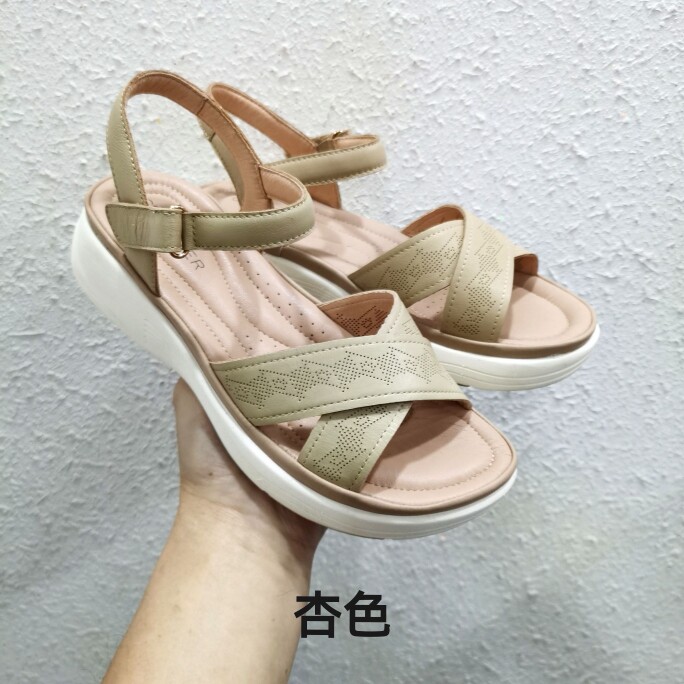 特价清版广州产夏季通勤百搭厚底凉鞋女软底一字带休闲凉鞋女沙滩