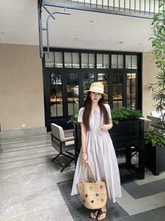 PINKMOON/紫雾碎樱 淡紫色清透感碎花连衣裙 温柔感显瘦收腰长裙