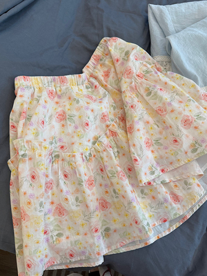 PINKMOON/洛夏花园 甜美碎花夏日半身裙 棉感显瘦短裙