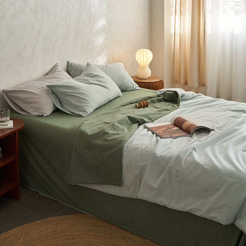 四件套条纹可水洗纯棉空调被日式