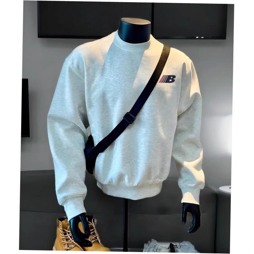 春秋美式复古圆领加绒卫衣男女