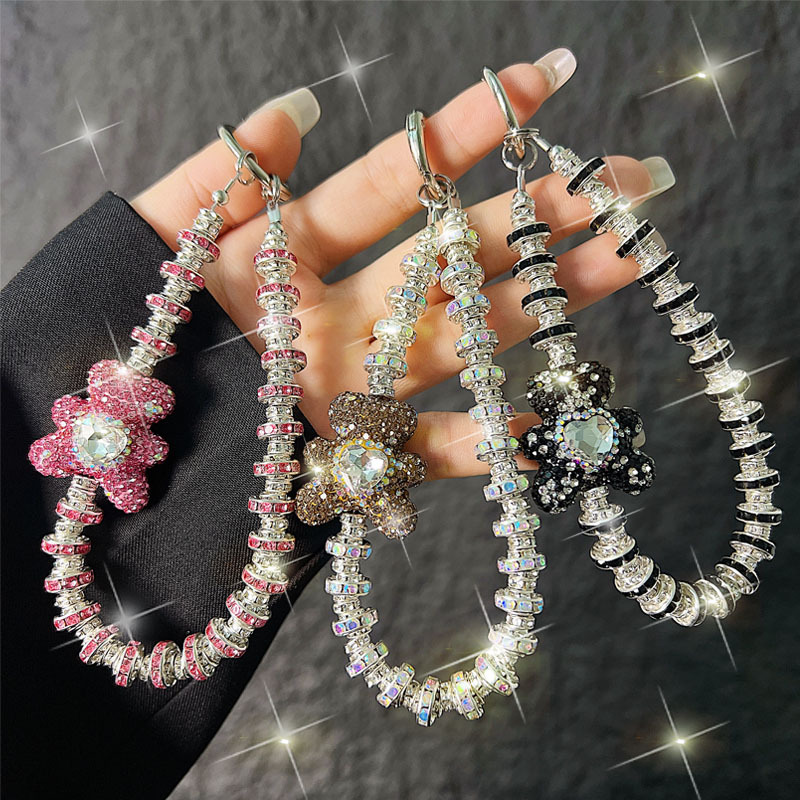 高级感镶钻小熊手机链钥匙扣手机壳挂绳精致轻奢手机挂链包包挂件