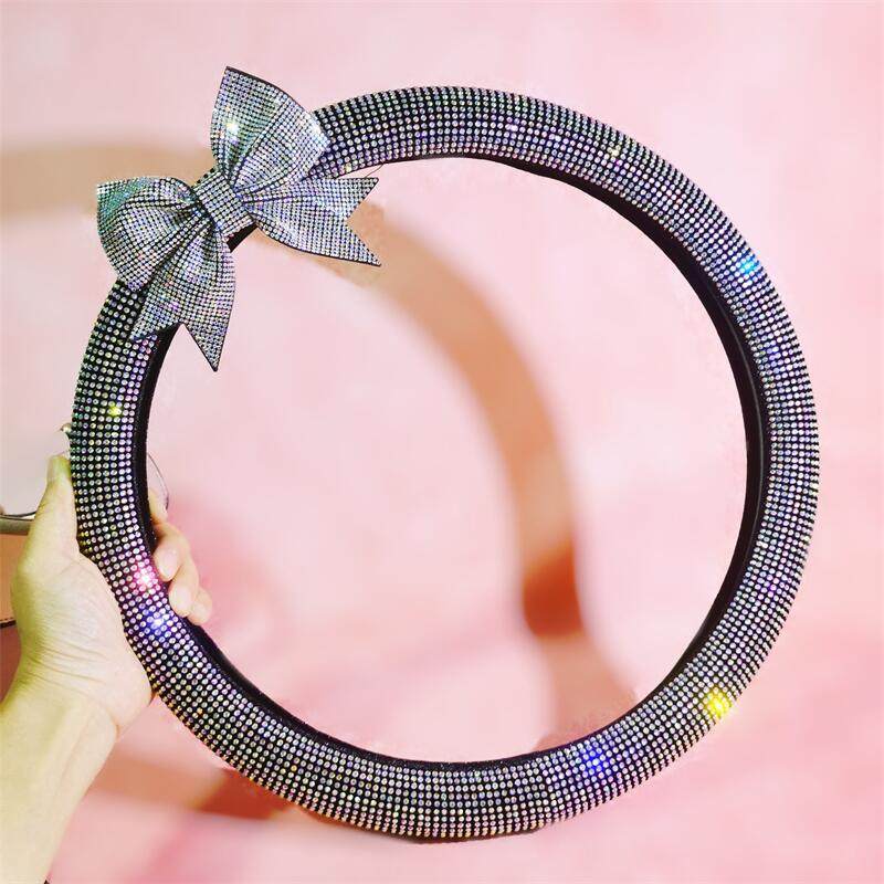 适用于奔驰宝马奥迪汽车方向盘套四季通用满钻女神车用把套可爱