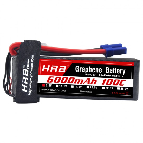 航模电池HRB6000 mah石墨烯足容高100c车模船模 RC攀爬车质量保证