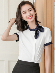 酒店前台工作服女经理职业衬衫养生馆服务员收银员接待短袖工装夏